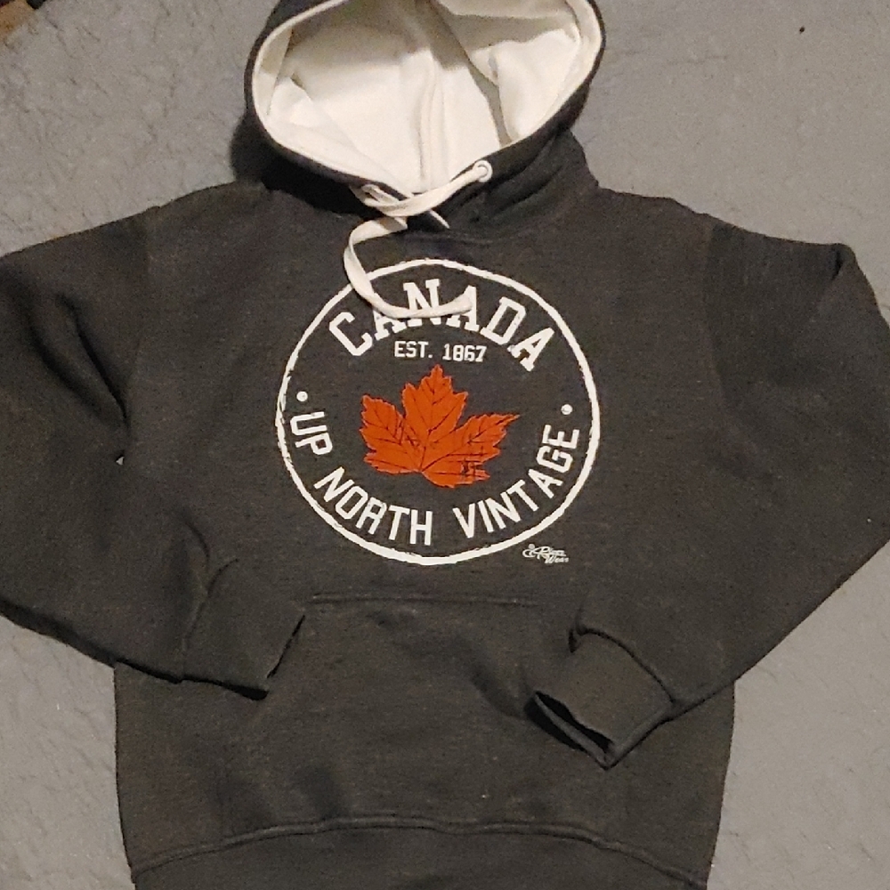 ✅$6 Add On Canada Up North Vintage Hoodie - Gray Sz Sm